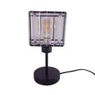 Luminária de Mesa Abajur Quadrado Preto com Vidro 30cm 1E27