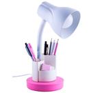 Luminaria de Mesa Articulada Luz Direcionada Escritorio Estudo Porta Lapis Caneta Pink Bivolt