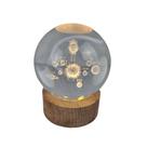 Luminária De Mesa Astronauta Led Com Base De Madeira Usb
