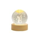 Luminária de Mesa Bola de Cristal 3D com Base de Madeira