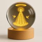 Luminária de Mesa Bola de Cristal Abajur de mesa para sala Luminária nossa senhora aparecida Madeira