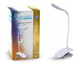 Luminária De Mesa Clip Branco Led Touch Dimerizável Bivolt 2W Branco Quente