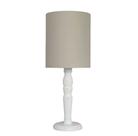 Luminária De Mesa Cúpula Tecido Cinza Base Branco Provençal
