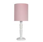 Luminária De Mesa Cúpula Tecido Rosa Base Branco Provençal