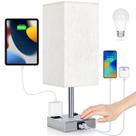 Luminária de mesa de cabeceira Soilsiu com toque, portas USB-C e USB-A, dimmer de 3 níveis Luminária de mesa de cabeceira Soilsiu com toque, portas USB-C e USB-A, dimmer de 3 níveis