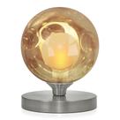 Luminária de mesa Globo Harmony Ambar Base Redonda Escovado