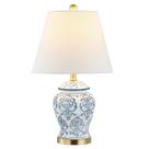Luminária de mesa JONATHAN Y 56 cm azul e branco em cerâmica com LED