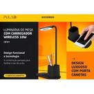 Luminária de Mesa Led Carregador s/ Fio Indução Celular Touch Articulável Pulse 10w