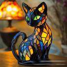 Luminária de Mesa LED Gato Colorido USB Decorativa em Resina, Luz Noturna Luminária de Mesa LED Gato Colorido USB Decorativa em Resina, Luz Noturna