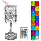 Luminária de Mesa Quarto Sala Abajur Tubo Led Cristal Diamante Controle Remoto Cores Rgb Touch Recarregável Usb