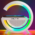 Luminária De Mesa Rgb Bluetooth Com Som Carregador Indução