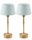 Luminária de Mesa Sem Fio UMEXUS Conjunto com 2, Abajur Azul, Latão Antigo