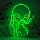 Luminária de neon LED LUCUNSTAR Alienígena para decoração de parede 40x30 cm verde