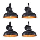 Luminária de parede externa estilo celeiro Diyel, 4 unidades, preto e dourado