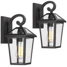 Luminária de parede externa Luminzone Waterproof Black Glass, pacote com 2 unidades