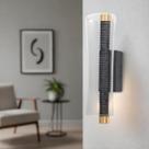Luminária De Parede Led Acrílico Metal Preto Fosco Luz 3000K Sala Quarto Lavabo Corredor Escada Luminária De Parede Led Acrílico Metal Preto Fosco Luz 3000K Sala Quarto Lavabo Corredor Escada