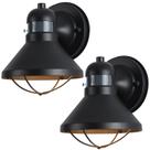Luminária de parede LED para exterior LONEDRUID, pacote com 2 sensores de movimento, preta