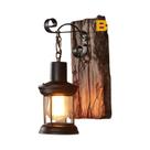 Luminária De Parede Rústica Industrial Em Madeira Estilo Antigo Para Bar, Loft, Corredor - Lâmpada