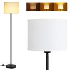 Luminária de piso BoostArea 147 cm moderna preta com cúpula branca Luminária de piso BoostArea 147 cm moderna preta com cúpula branca