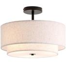 Luminária de teto CALOKES 16" Dual Drum Fabric Shades Luminária de teto CALOKES 16" Dual Drum Fabric Shades