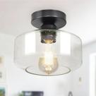 Luminária de teto DINGLILIGHTING Industrial Semi Flush Mount preta