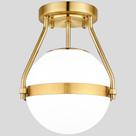 Luminária de Teto Lakumu Globo Estilo Mid Century Dourado Escovado