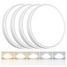 Luminária de teto LED embutida, pacote com 4 unidades, 15 W, 7 polegadas, 5 cores, temperatura