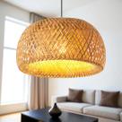 Luminária de Teto Lustre Pendente Bambu Fee Malibu Rústico 43cm