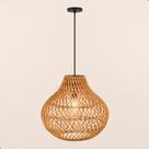 Luminária De Teto Lustre Pendente Bambu Sala De Jantar 35cm SANCHO