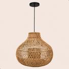 Luminária De Teto Lustre Pendente Bambu Sala De Jantar 40cm P-COPACABANA