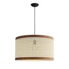 Luminária de Teto Pendente de Madeira e Rattan Tela Indiana Rústica Ravena