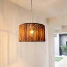 Luminária de Teto Pendente Fibra Natural Rústico Sisal Palha Rattan Terracota Sala Quarto Varanda 30cm Com Fio