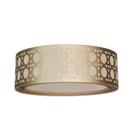 Luminária de Teto Plafon Palha Cúpula Dupla Bronze 50x16