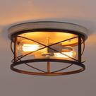 Luminária de teto Q&S Flush Mount Farmhouse Rustic Oak