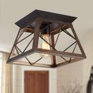 Luminária de teto Q&S Flush Mount Vintage Metal ORB