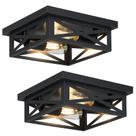 Luminária de teto SKEJAO Black Flush Mount, pacote com 2 unidades quadradas Luminária de teto SKEJAO Black Flush Mount, pacote com 2 unidades quadradas