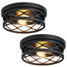Luminária de teto SKEJAO Flush Mount, pacote com 2 luzes, preta