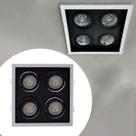 Luminaria De Teto Spot De Embutir Recuado Preto Direcionavel Para 4 Par 20 E27