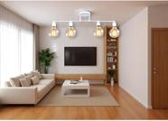 Luminária de Teto Trilho Spot 4 Lâmpadas Moderno Industrial Articulada Acabamento Dourado Estilo Moderno BRANCO