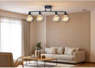 Luminária de Teto Trilho Spot 4 Lâmpadas Moderno Industrial Articulada Acabamento Dourado Estilo Moderno