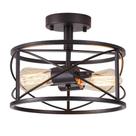 Luminária de teto WELTRANS Black 2-Light Farmhouse Style