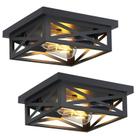 Luminária de teto ZHU YAN Flush Mount 2 Light Farmhouse, pacote com 2 unidades