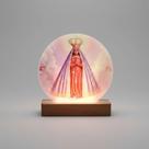 Luminária De Vidro Nossa Senhora Aparecida 12cm Led Usb Made Madeira Vidro Usb