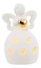 Luminária Decoração Natal Anjo Resina Branco Coração 11cm