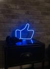 Luminária Decorativa LED Neon Azul Formato Curtir Face para Ambientes Modernos