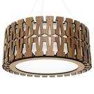 Luminária Decorativa Madeira Pendente Redondo Ubatuba 45cm