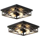 Luminária DIKAIDA 13" Industrial Metal Cage Flush Mount Luminária DIKAIDA 13" Industrial Metal Cage Flush Mount