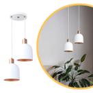 Luminária Dupla Lustre Pendente Para Mesa Open Branco Cobre Luminária Dupla Lustre Pendente Para Mesa Open Branco Cobre