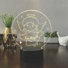 Luminaria em acrilico de led infantil personalizada com nome tema anjinho 7 cores decorativa mesa ou escrivania