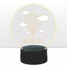 Luminaria em acrilico de led infantil personalizada com nome tema balao 7 cores decorativa mesa ou escrivania